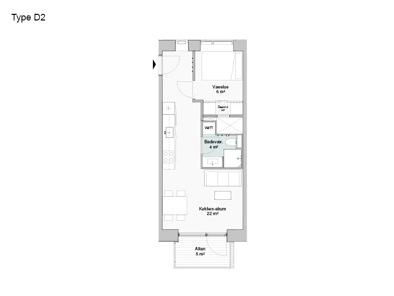 2-vær. lejlighed på 49 m² - Odense M - Billede 2