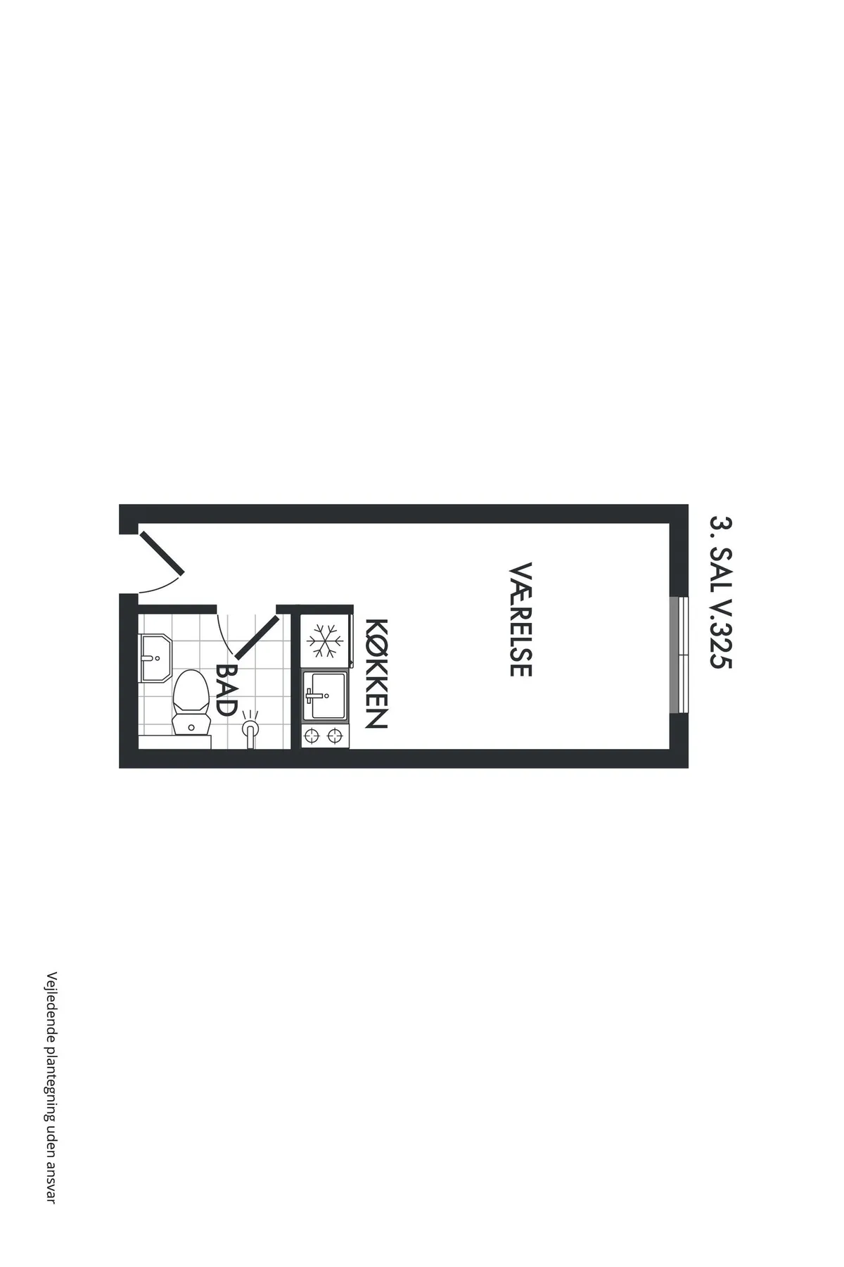 1-vær. lejlighed på 34 m² - København V - Billede 11