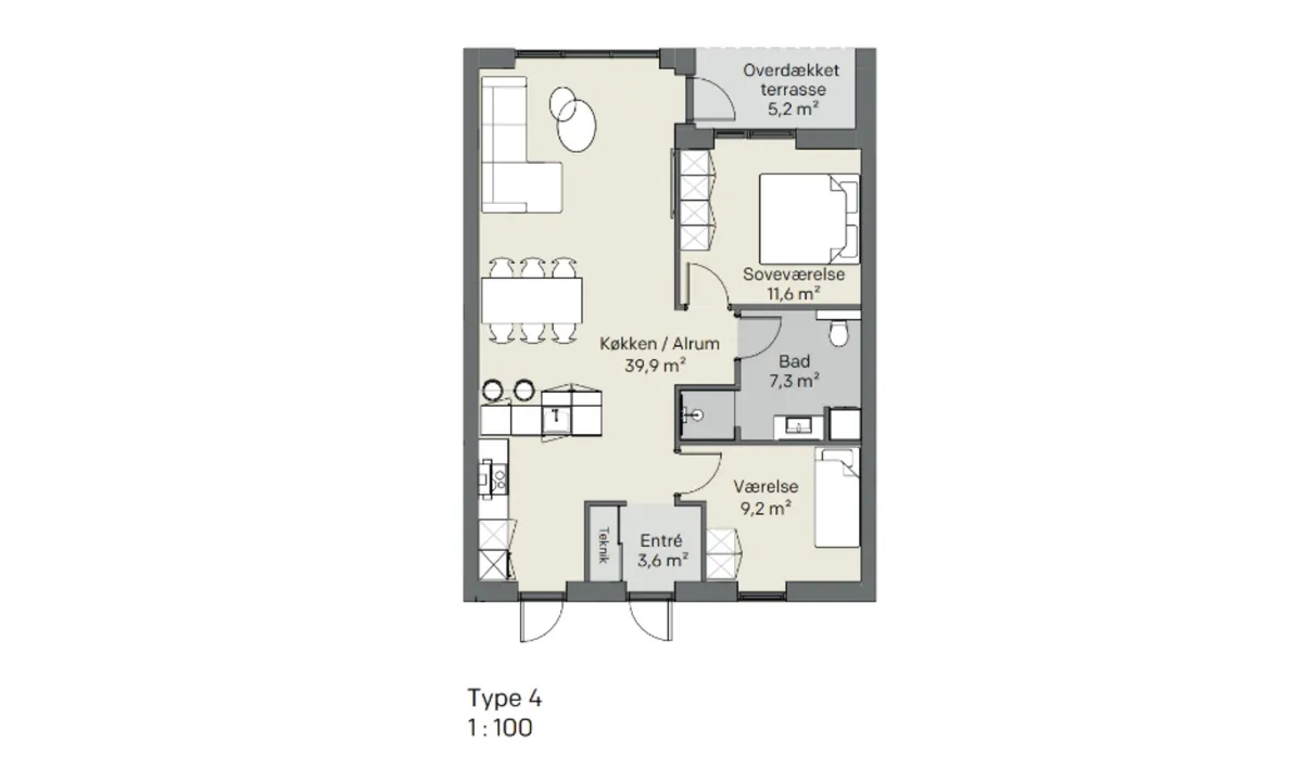 3-vær. rækkehus på 85 m² - Skive - Billede 2