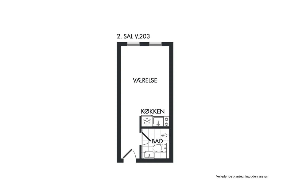 1-vær. lejlighed på 33 m² - København V - Billede 11